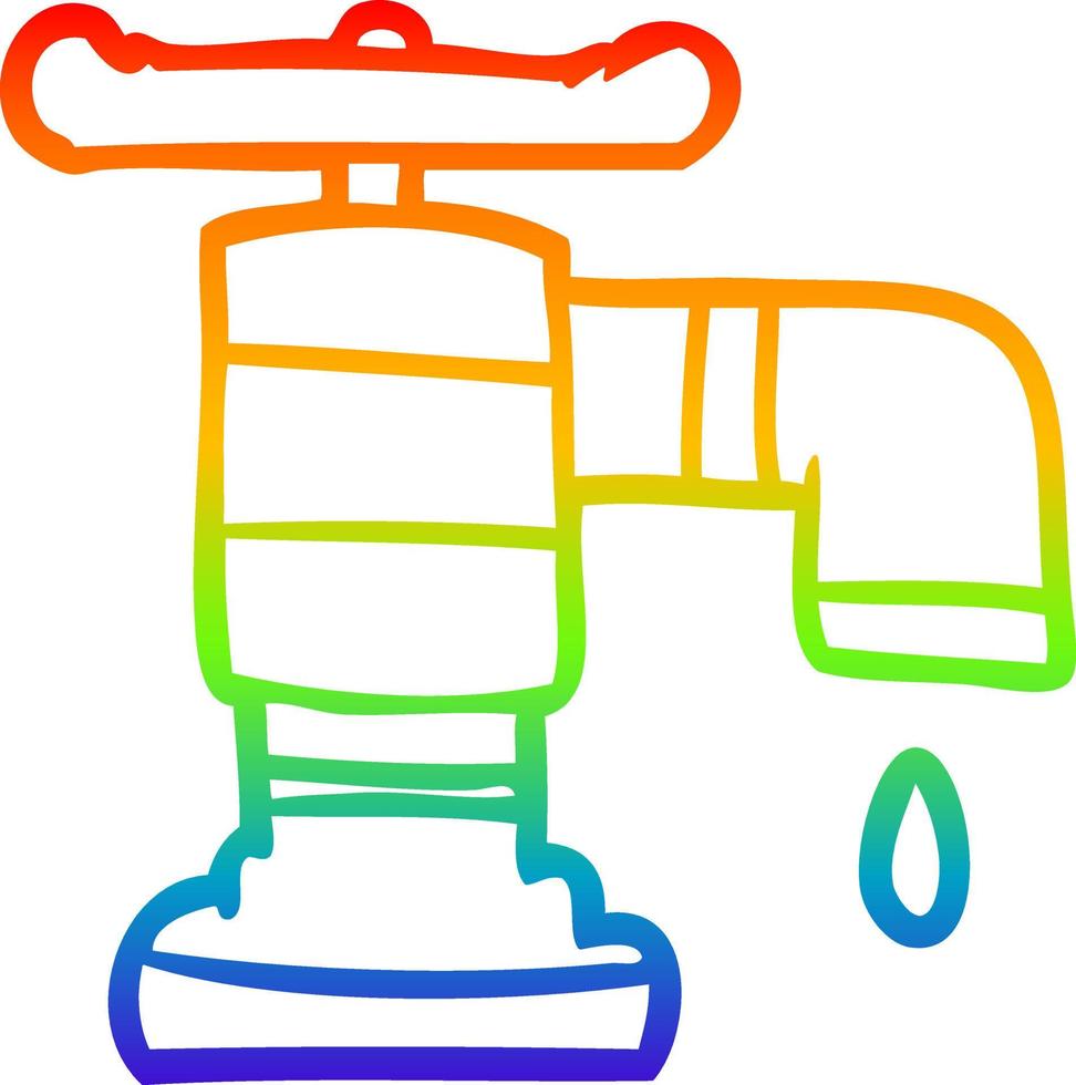 rainbow gradient line drawing cartoon dripping faucet vector