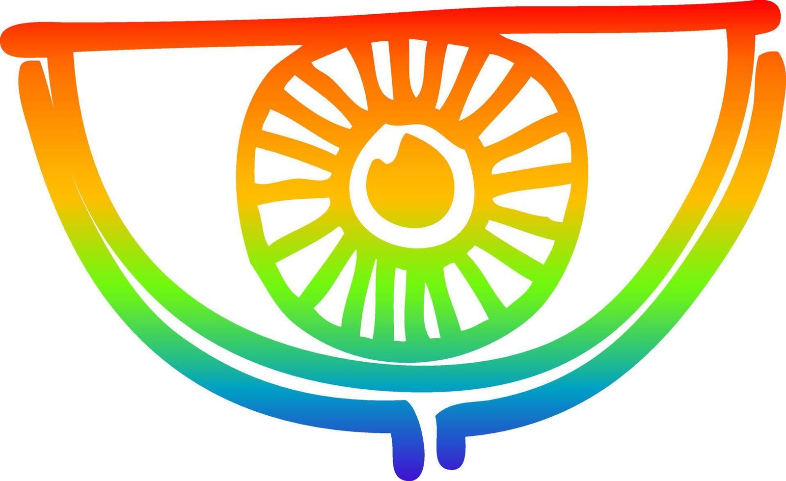 rainbow gradient line drawing cartoon eye symbol vector