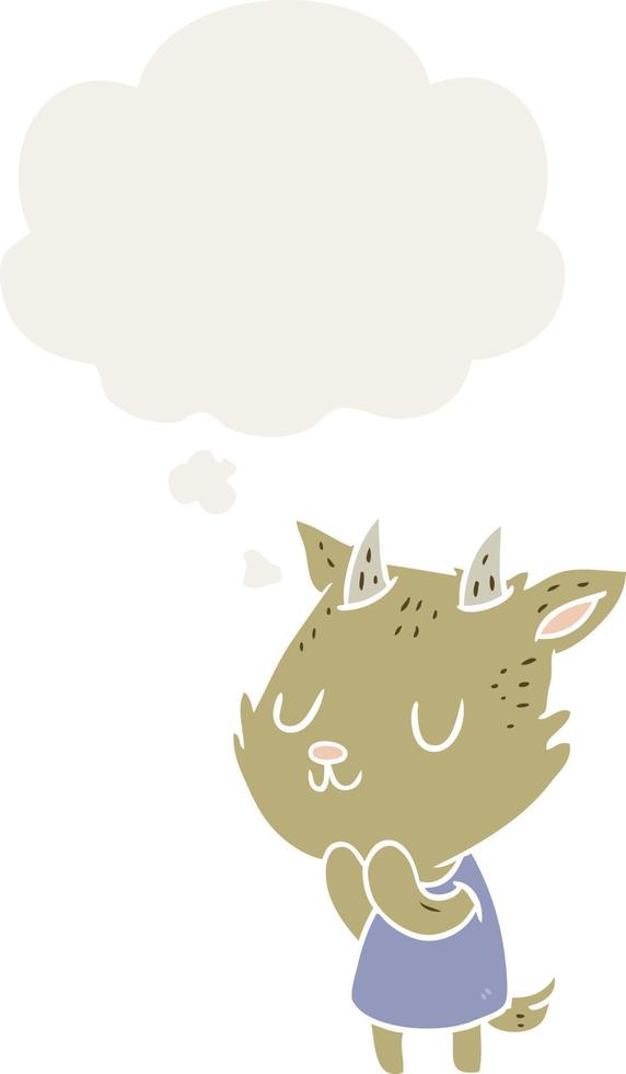 cartoon goat and thought bubble in retro style vector