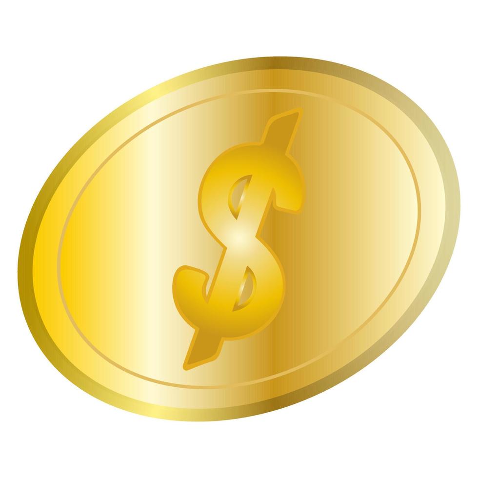 US dollar symbol. Coin. Color vector illustration on an isolated white background. Flat style. Monetary currency. Subjects of business and finance.