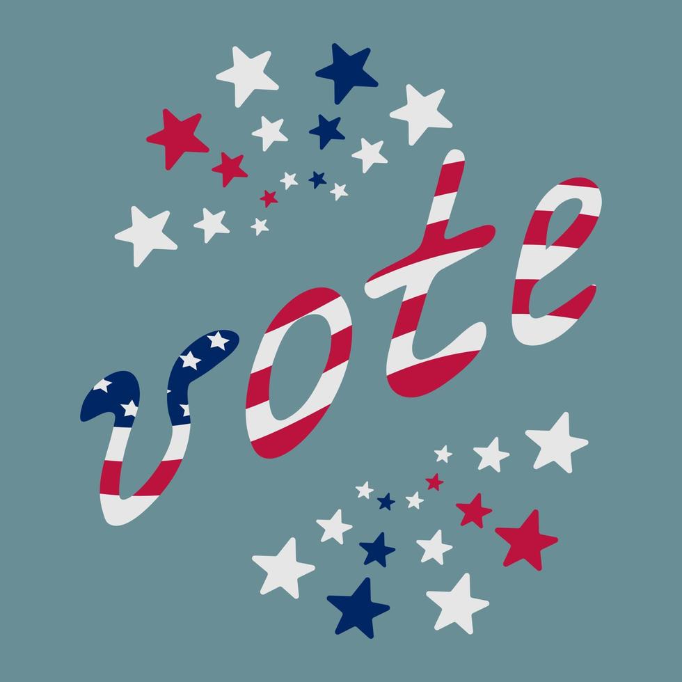 Text in the colors of the flag of America, voting in the US presidential election. vector