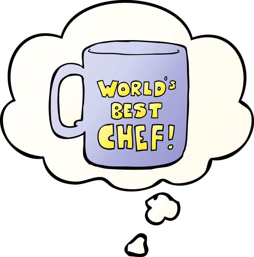 la mejor taza de chef del mundo y burbuja de pensamiento en un estilo degradado suave vector