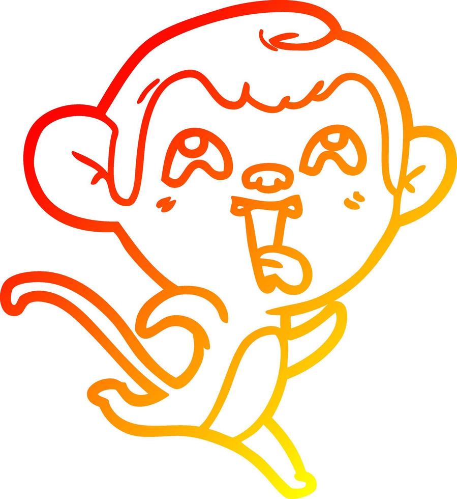 warm gradient line drawing crazy cartoon monkey vector