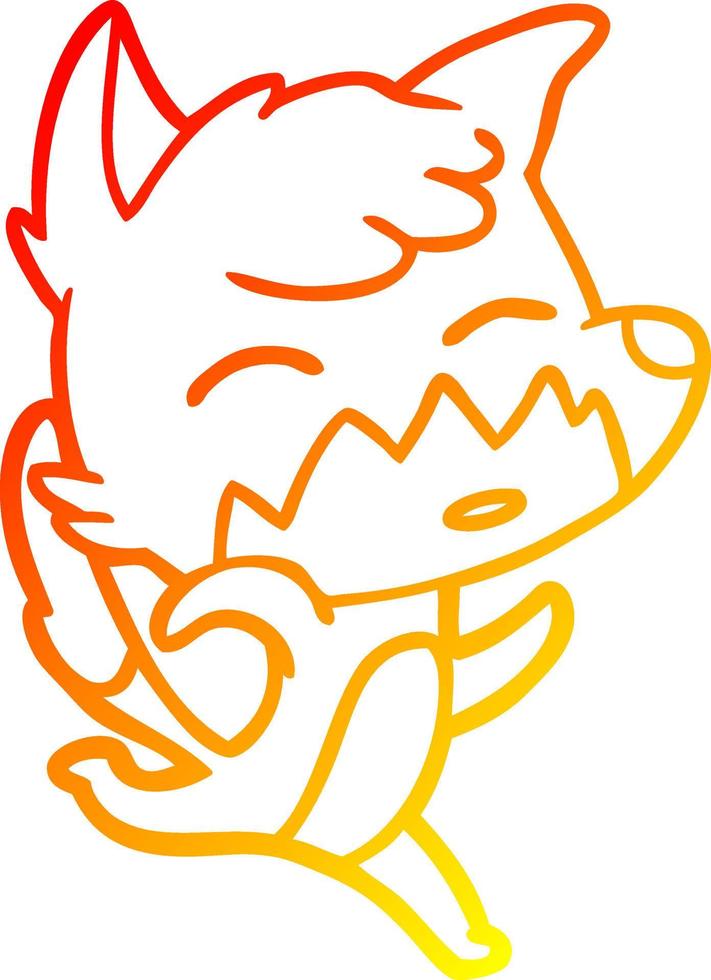 warm gradient line drawing cartoon fox vector