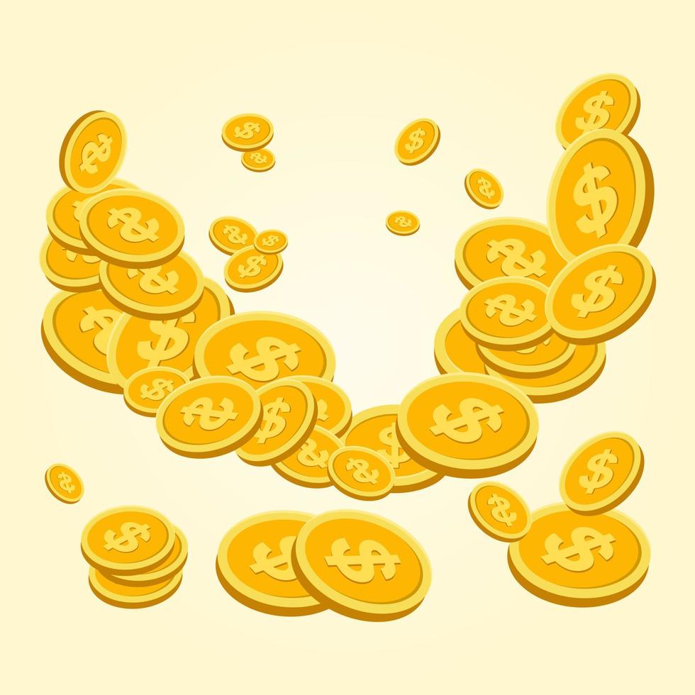 Gold Coin,Scattered,Coin Clipart. Vector Illustration