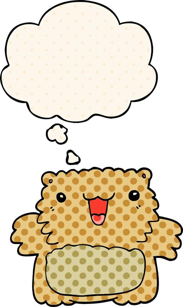 cartoon bear and thought bubble in comic book style vector