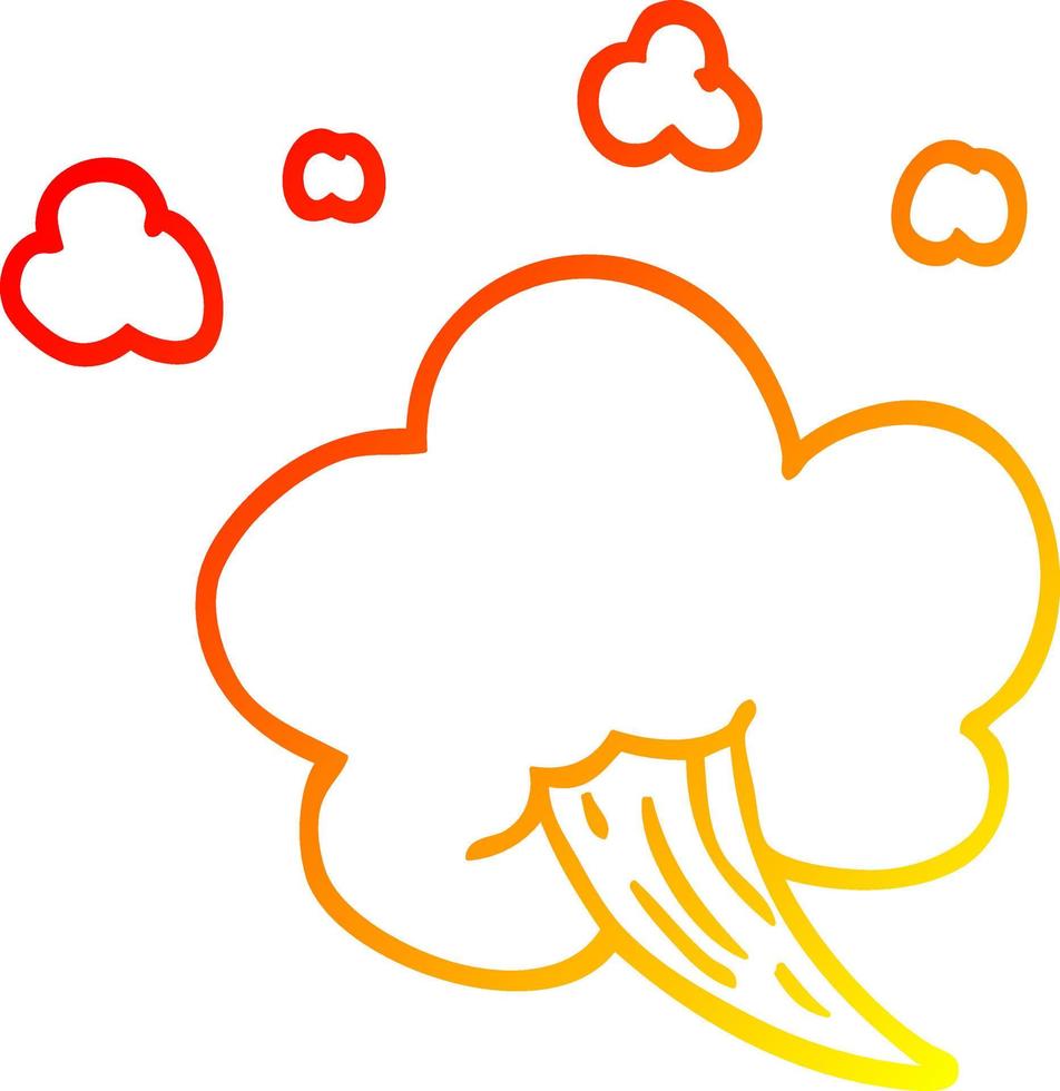 warm gradient line drawing cartoon whooshing cloud vector