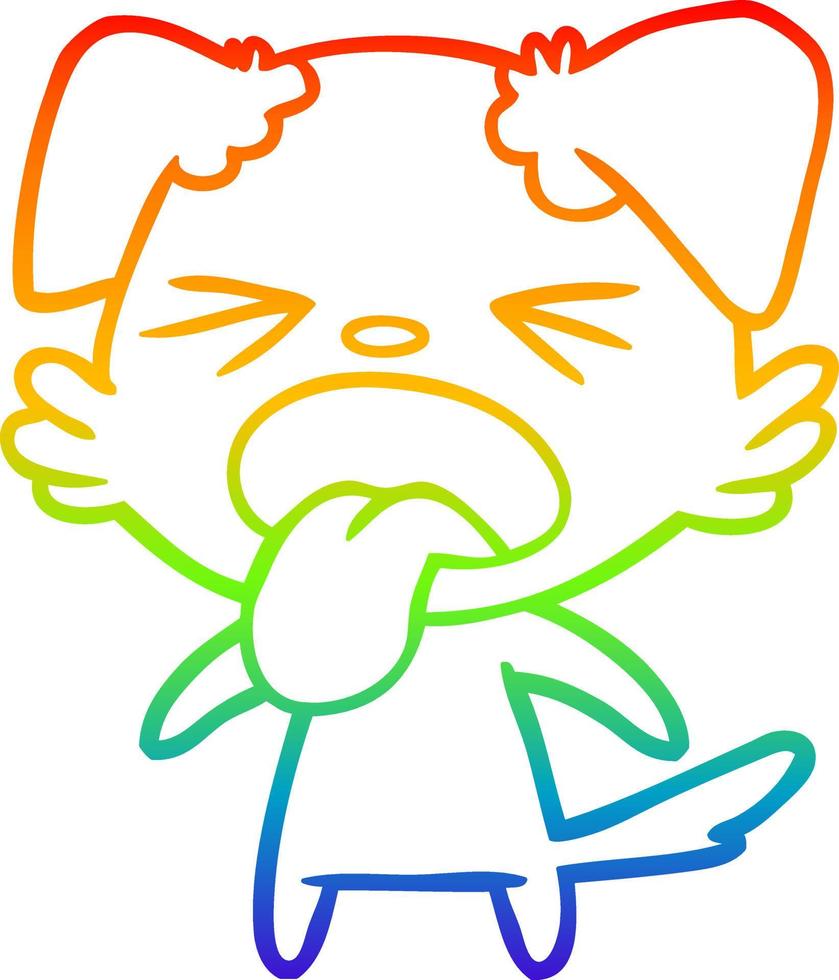 rainbow gradient line drawing cartoon disgusted dog vector