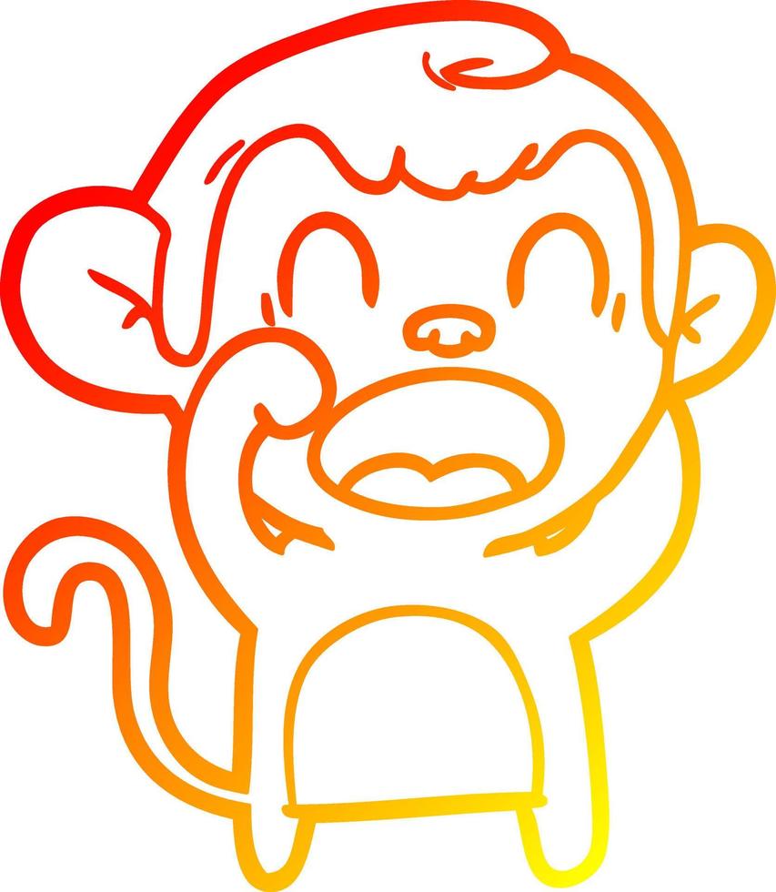warm gradient line drawing shouting cartoon monkey vector