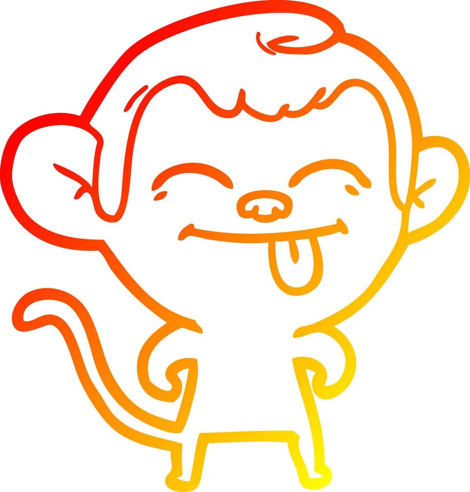 warm gradient line drawing funny cartoon monkey vector