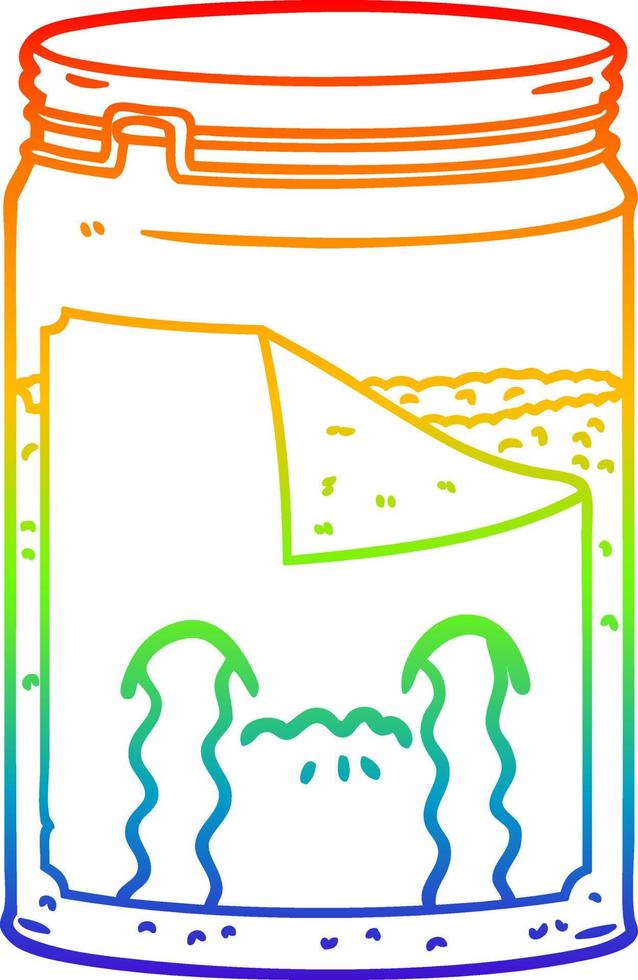 rainbow gradient line drawing cartoon glass jar crying vector