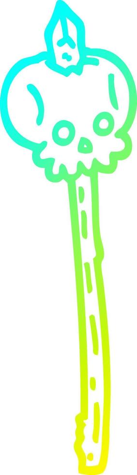 cold gradient line drawing cartoon skull on spike vector