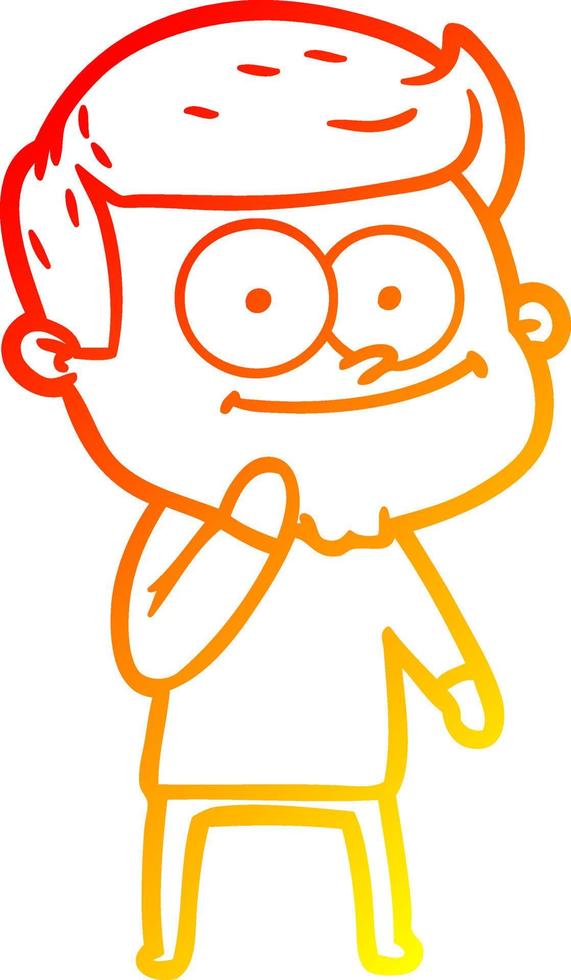 warm gradient line drawing cartoon happy man vector
