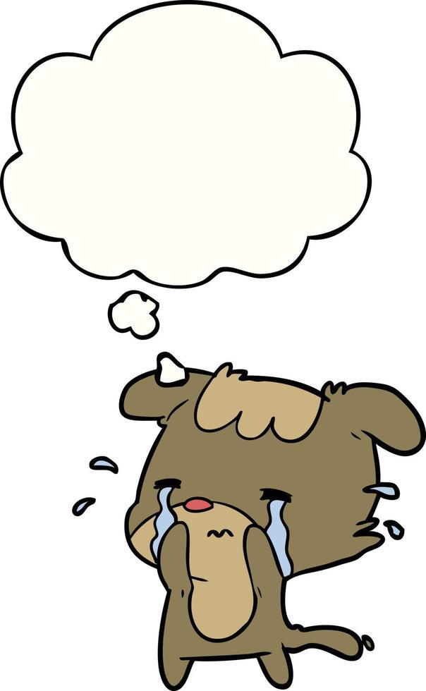 cartoon sad dog and thought bubble vector