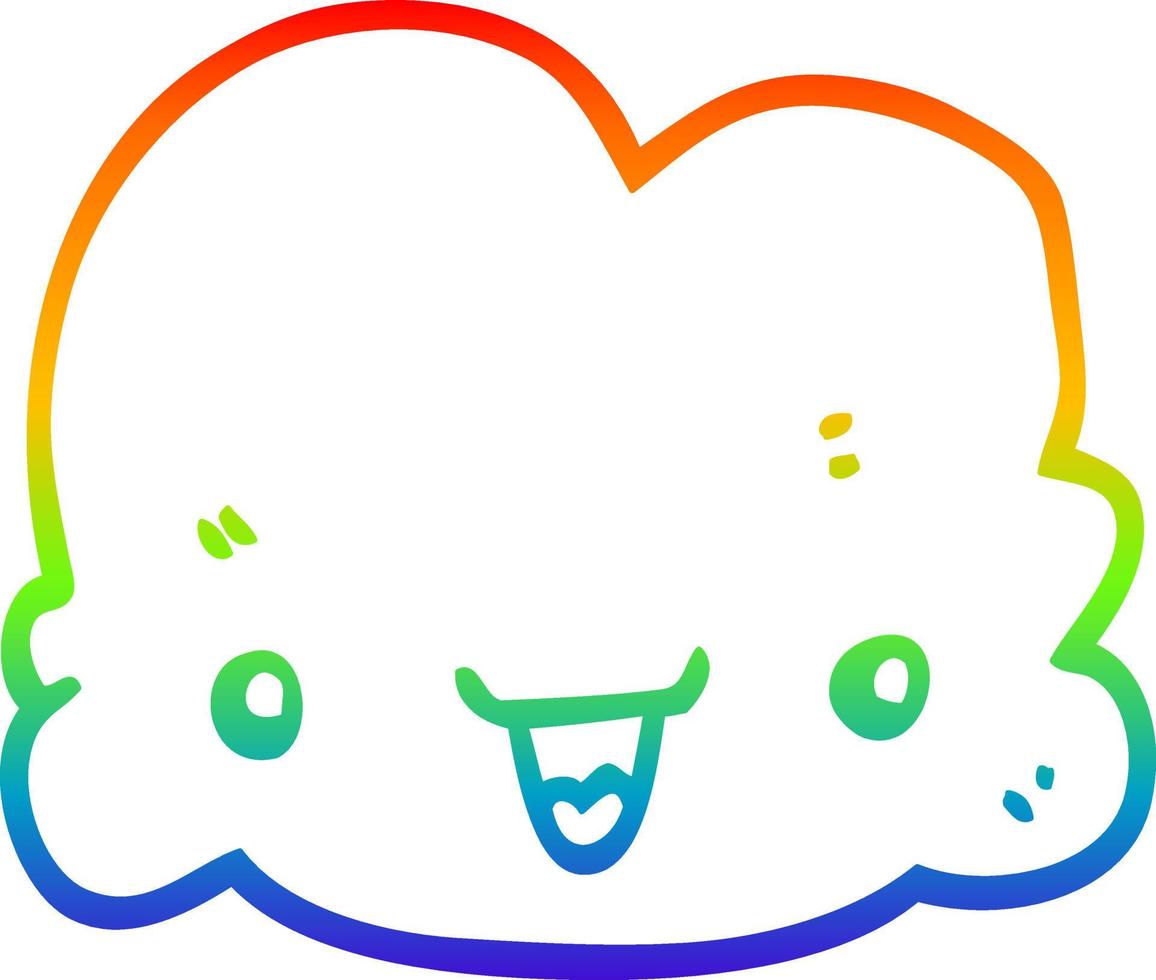 rainbow gradient line drawing cartoon tiny happy cloud vector