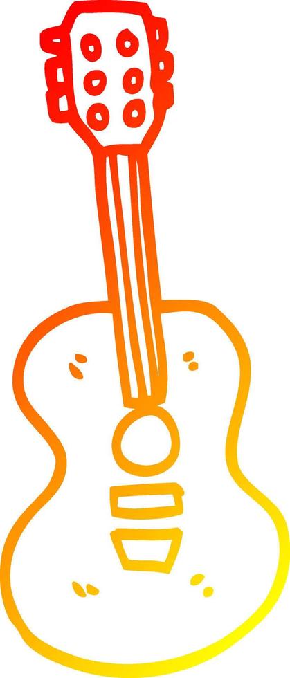 warm gradient line drawing cartoon old guitar vector