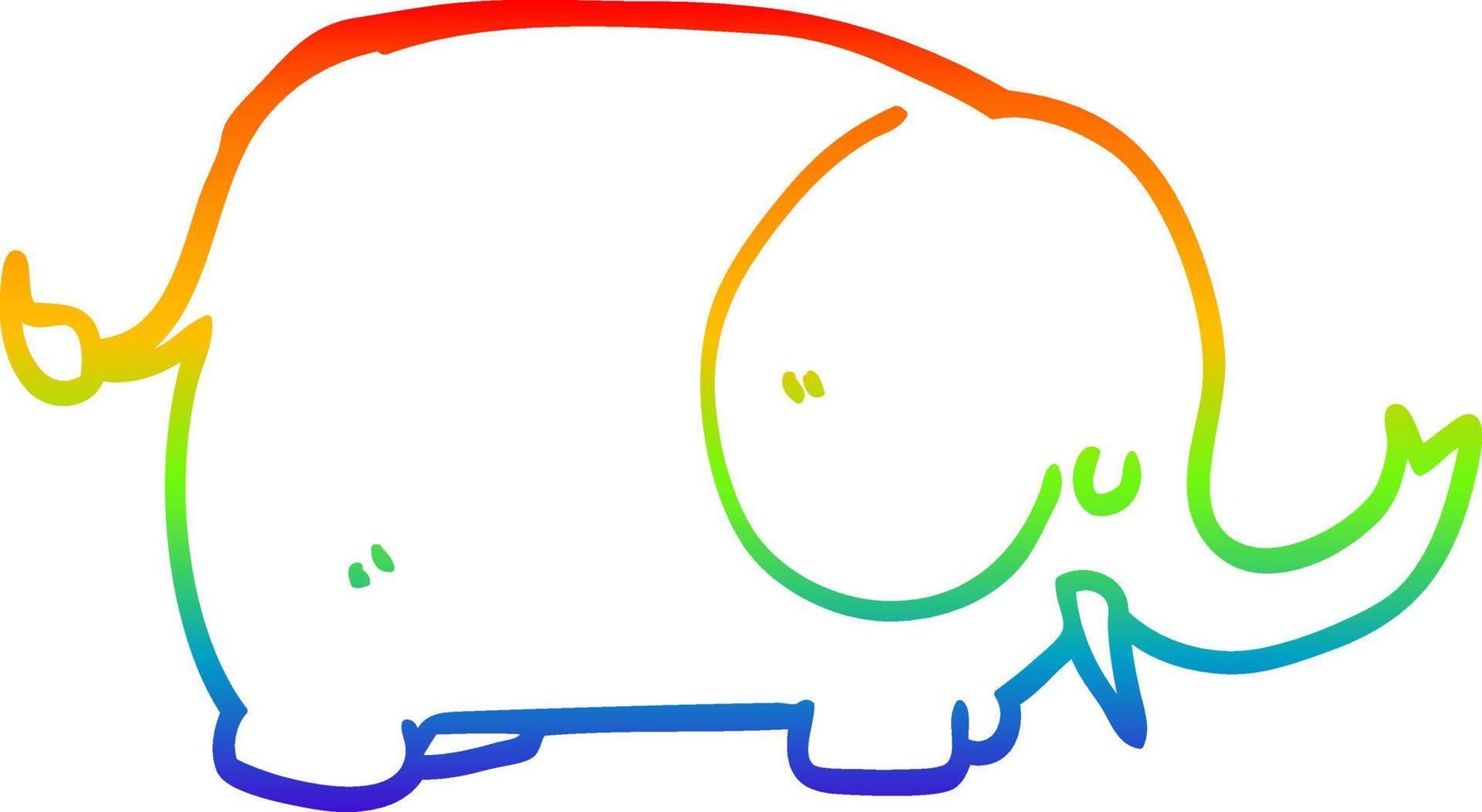 rainbow gradient line drawing cartoon elephant vector