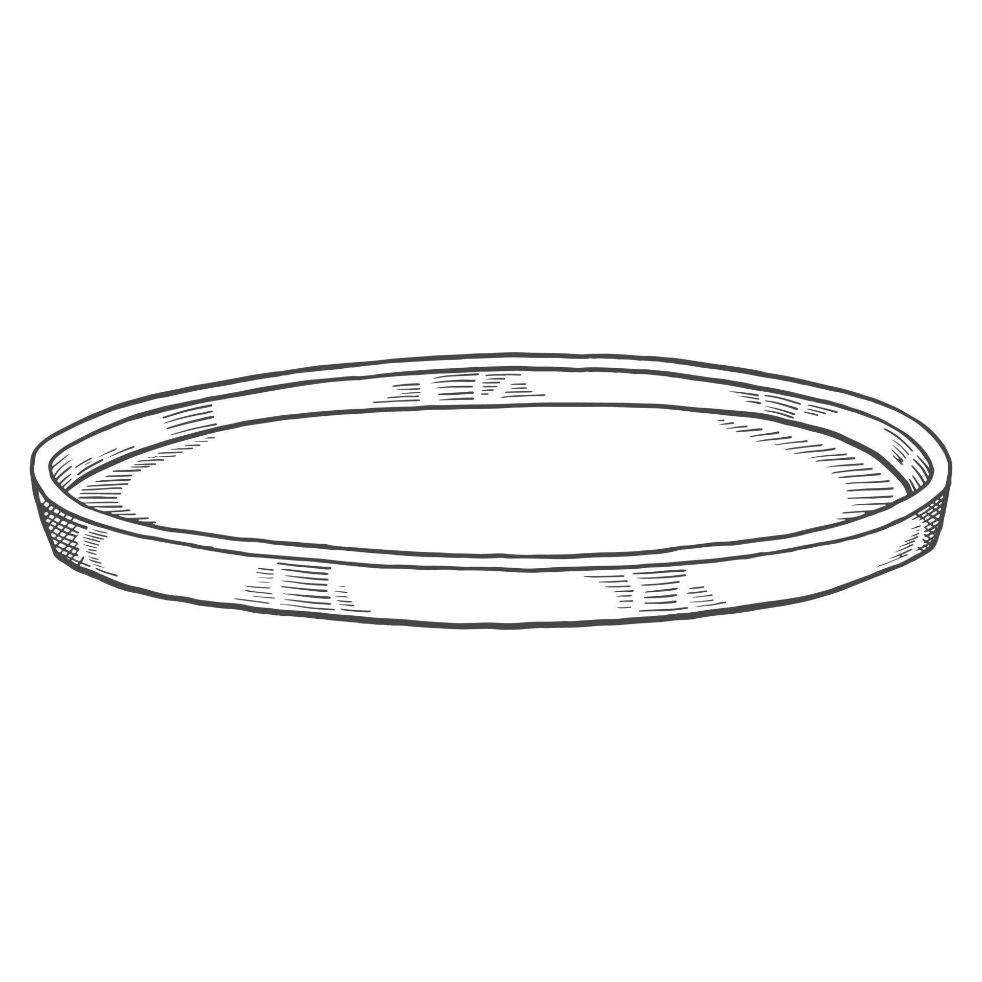 circle plate Kitchenware isolated doodle hand drawn sketch with outline