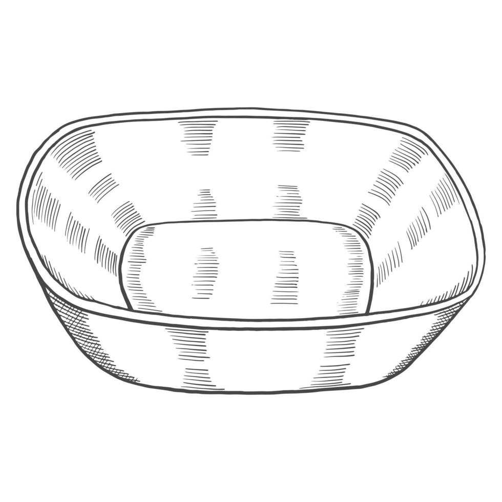 round bowl Kitchenware isolated doodle hand drawn sketch with outline style vector