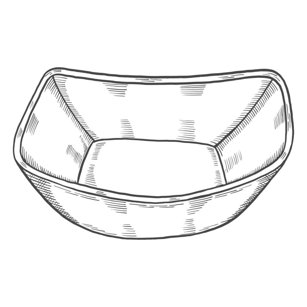 round bowl Kitchenware isolated doodle hand drawn sketch with outline style vector