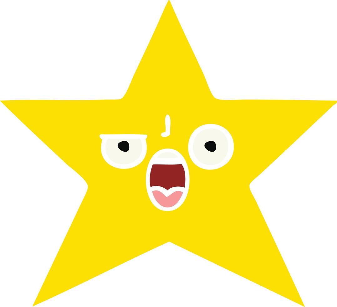 flat color retro cartoon gold star vector