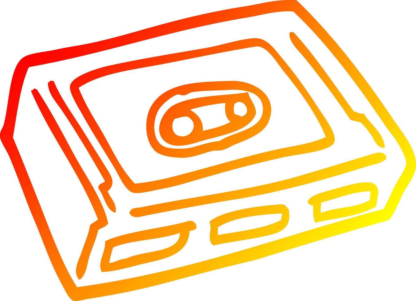 warm gradient line drawing cartoon cassette tape deck vector