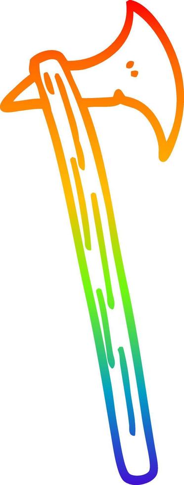 rainbow gradient line drawing cartoon long axe vector