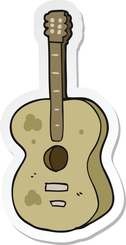 sticker of a cartoon guitar vector