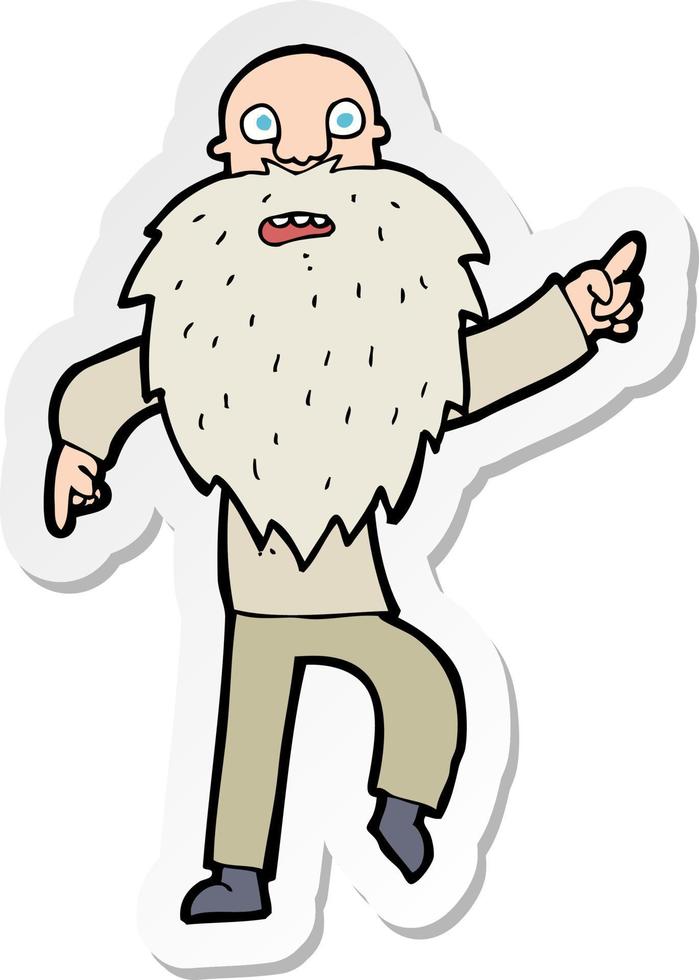 sticker of a cartoon stressed old man vector