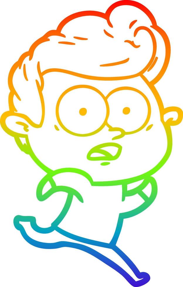 rainbow gradient line drawing cartoon staring man vector