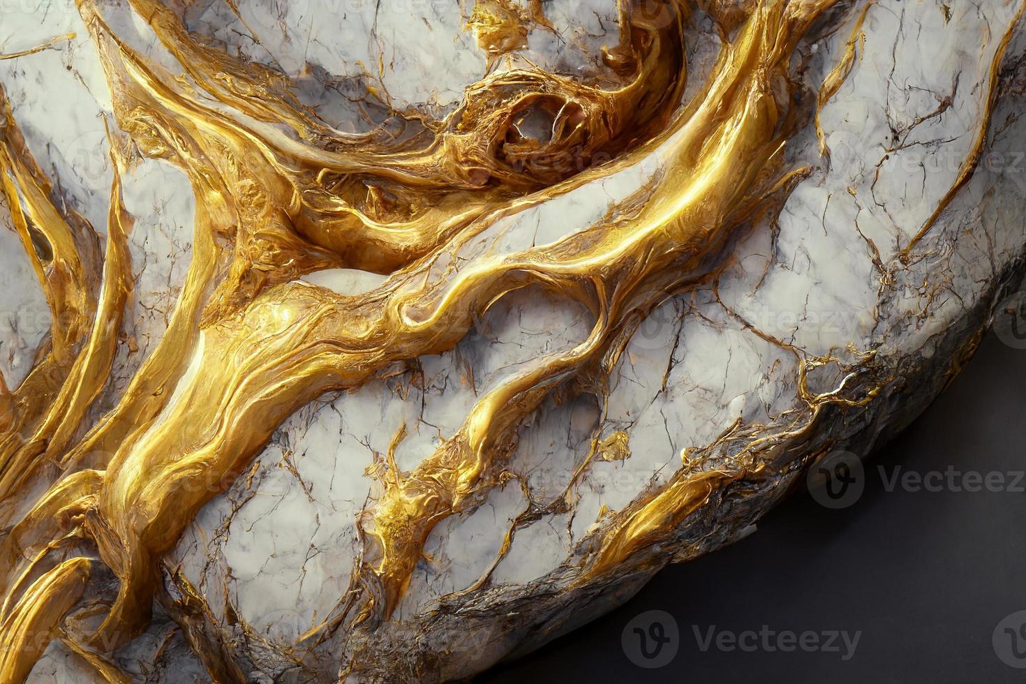 Abstract golden painting on marble photo
