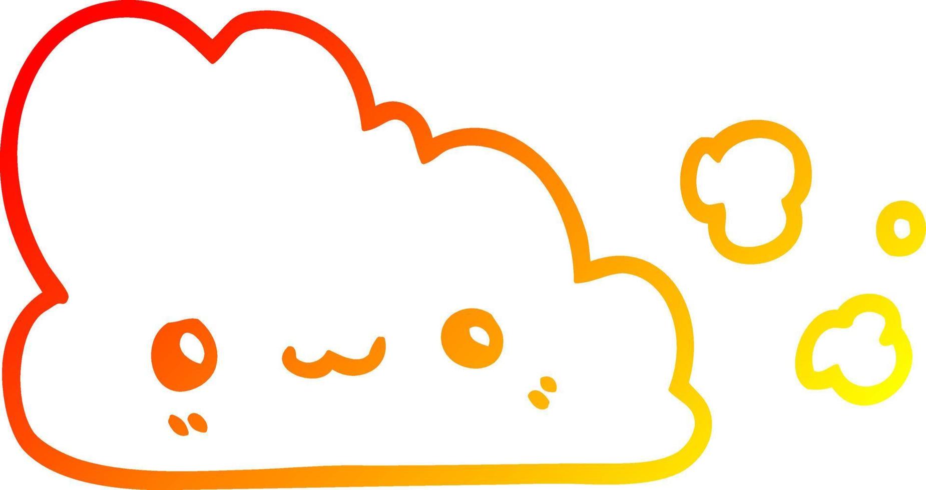 warm gradient line drawing cute cartoon cloud vector