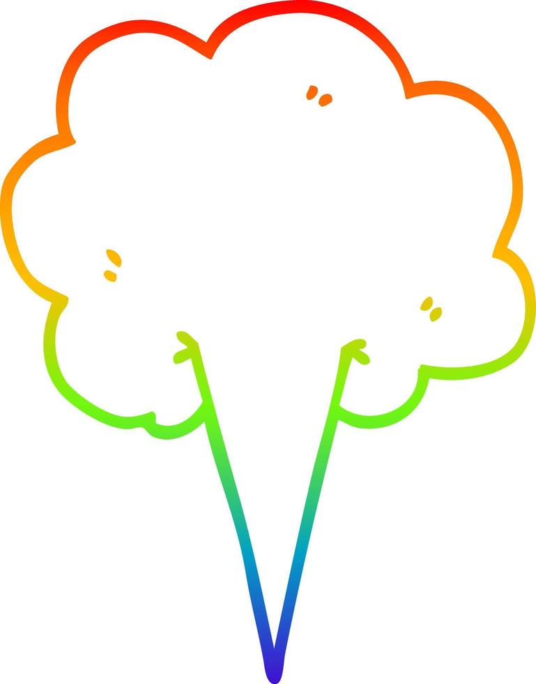 rainbow gradient line drawing cartoon whooshing cloud vector