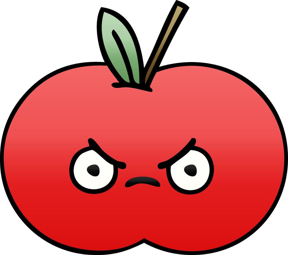 manzana roja de dibujos animados sombreada degradada vector