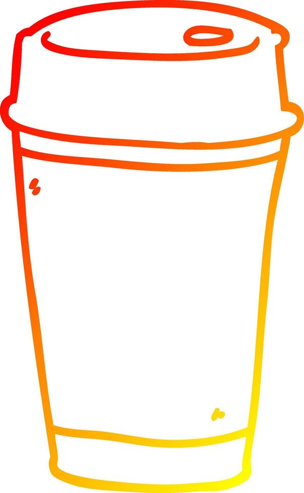 warm gradient line drawing cartoon coffee cup vector