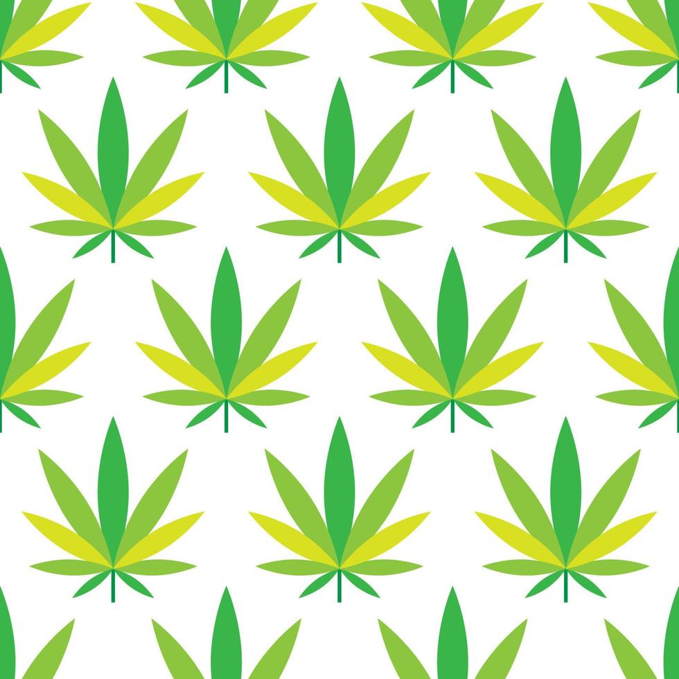 Marijuana leaves seamless pattern on white background. Perfect for tablecloth, oilcloth, bedclothes or other textile design vector