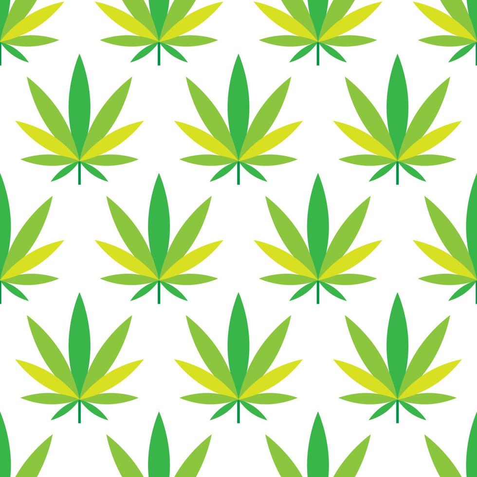 la marihuana deja un patrón sin fisuras en el fondo blanco. perfecto para mantel, hule, ropa de cama u otro diseño textil vector