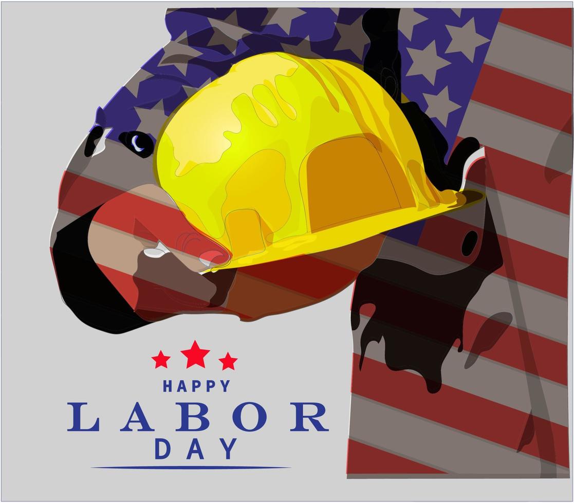happy labor day vector illustration, with yellow helmet
