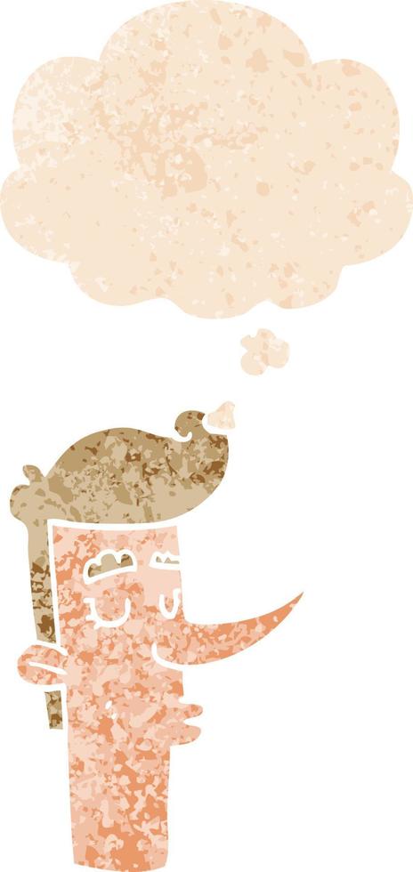 cartoon arrogant man and thought bubble in retro textured style vector
