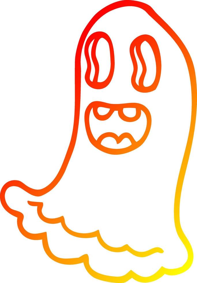 warm gradient line drawing cartoon spooky ghost vector