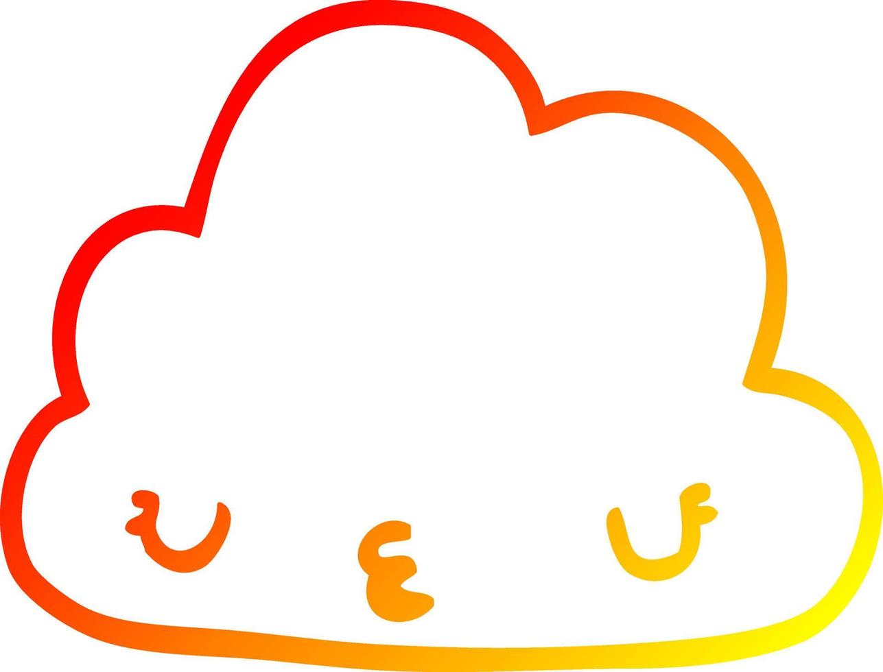 warm gradient line drawing cute cartoon cloud vector