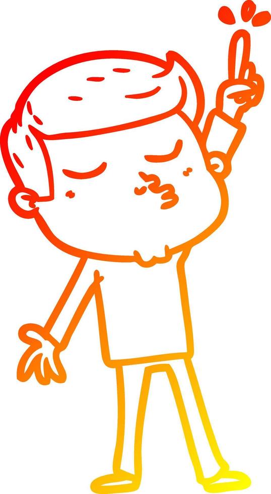 warm gradient line drawing cartoon model guy pouting vector