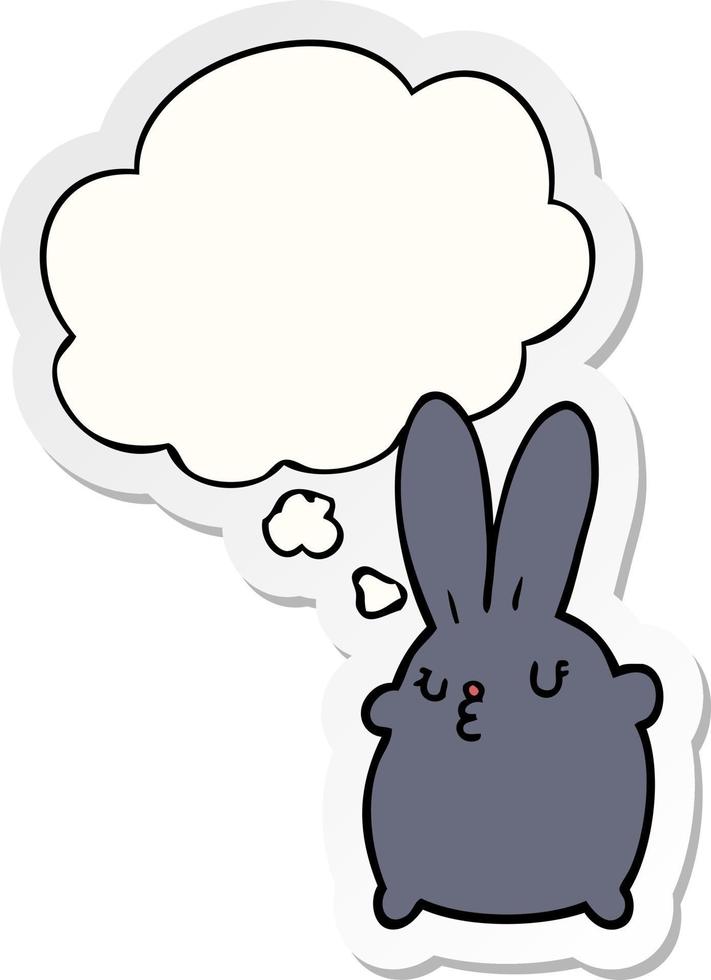 cute cartoon rabbit and thought bubble as a printed sticker vector