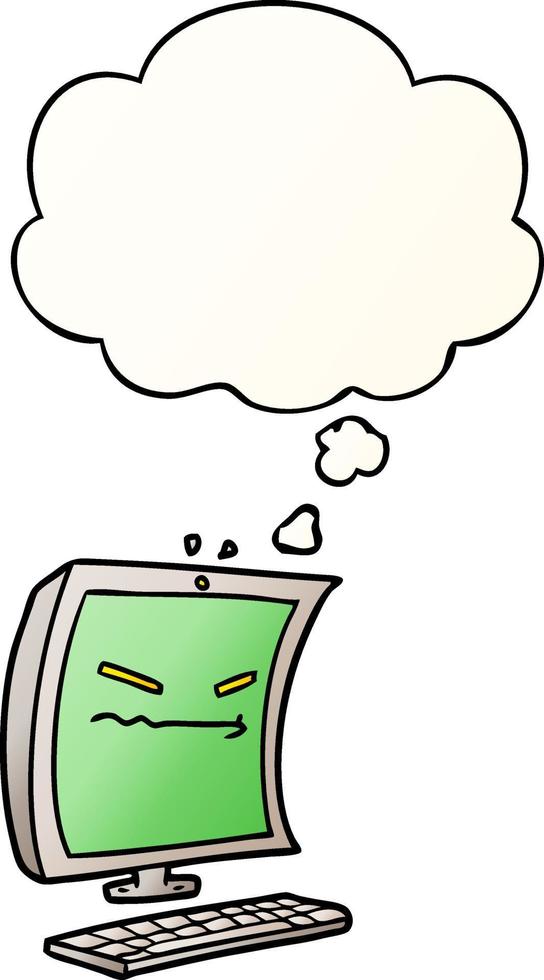 cyber bullying cartoon and thought bubble in smooth gradient style vector