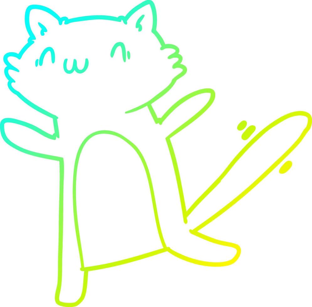 línea de gradiente frío dibujo gato bailando de dibujos animados vector
