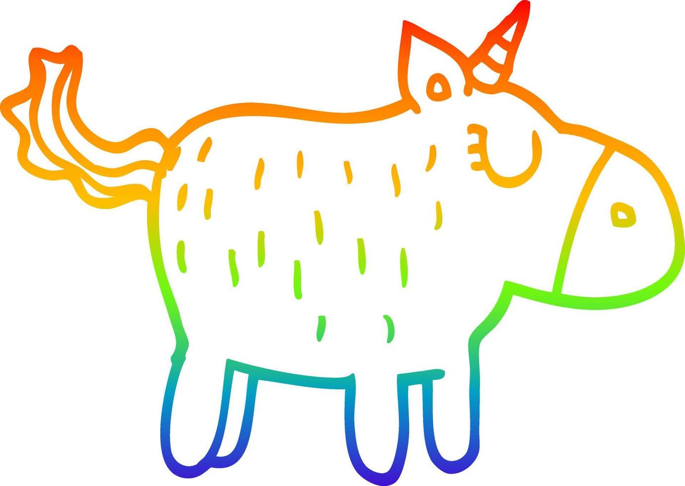 rainbow gradient line drawing cartoon cute unicorn vector