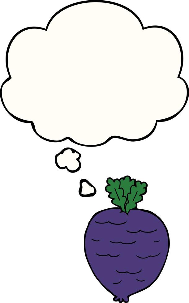 cartoon root vegetable and thought bubble vector