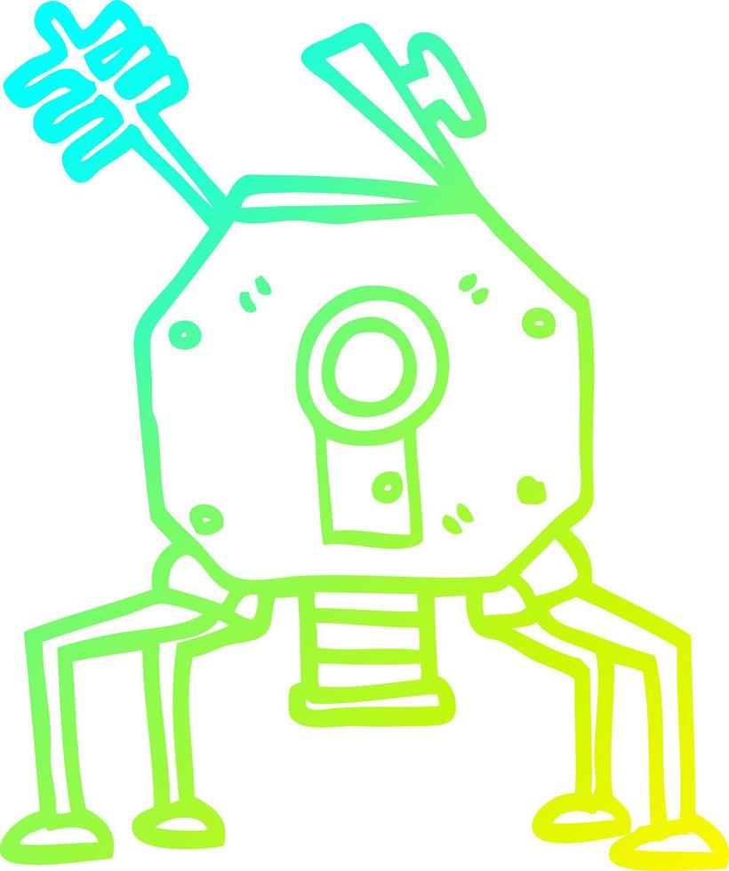 cold gradient line drawing cartoon space rocket vector