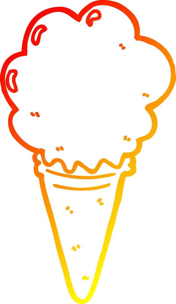 warm gradient line drawing cartoon ice cream vector