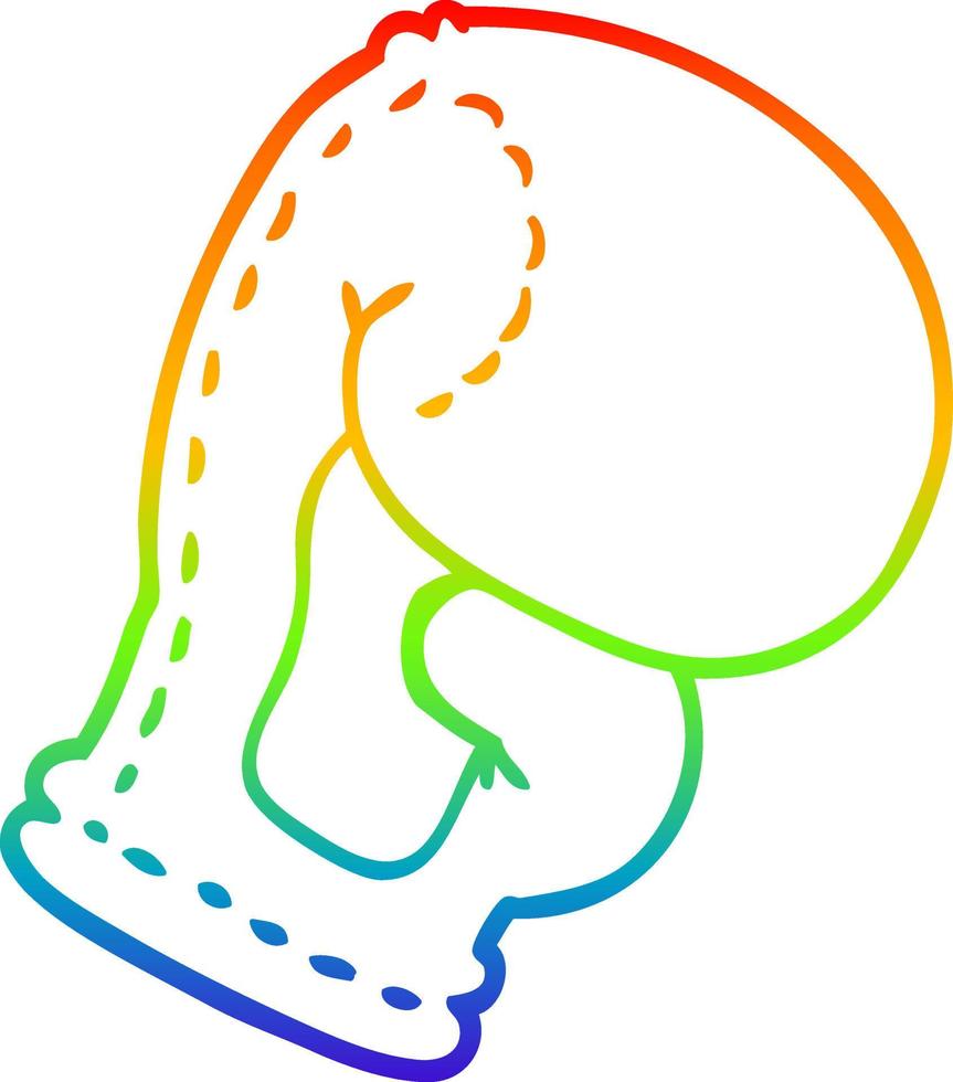 rainbow gradient line drawing cartoon boxing glove vector